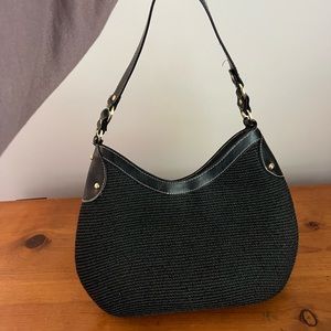 Black Textured Purse with Gold Detail